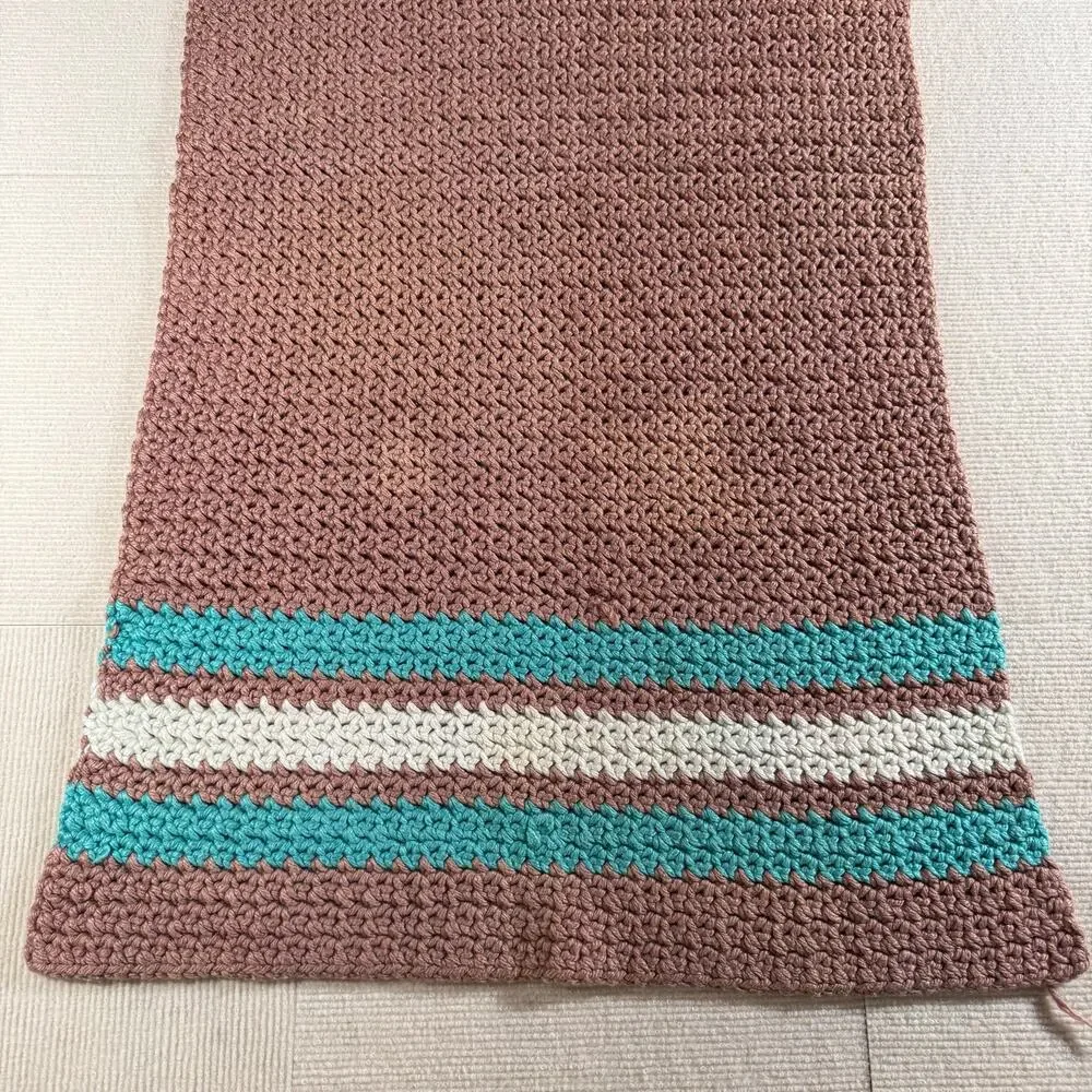 Handmade Crochet Striped Car Seat/Stroller/Pet Blanket 18.5 x 20.5  See NOTE